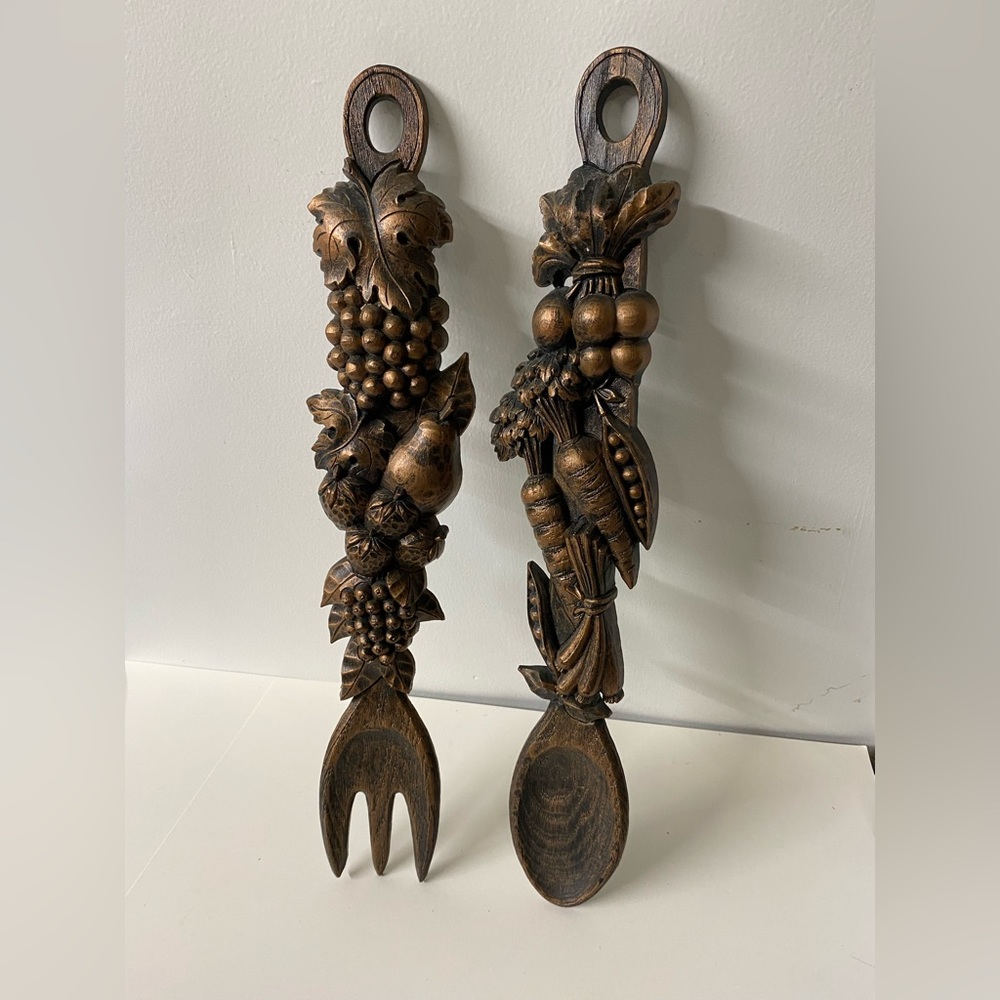 Vintage Coppercraft fork and spoon wall art